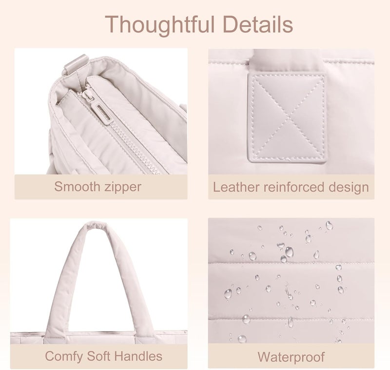 GASSDA Tote Bag for Women Puffer Tote Bag Large Nurse Bags Shoulder Handbag with Zipper for Work Travel - Image 5
